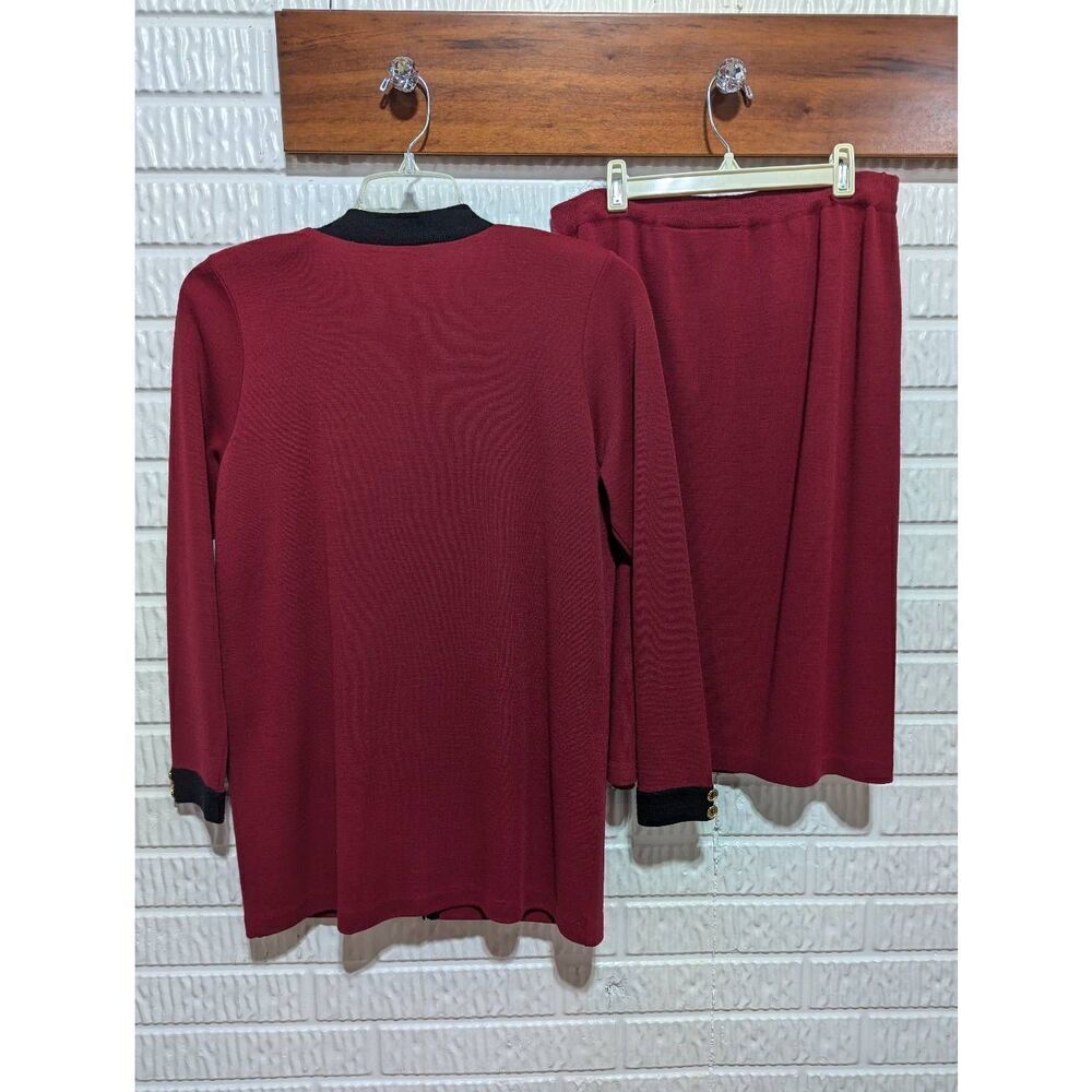 Liz Claiborne Women's Burgundy Acrylic Wool Sweater & Knit Skirt Set Medium - Picture 3 of 9